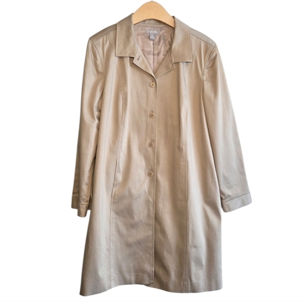 Nordstrom Women's Tan Button Up Princess Seams Jacket Plus Sz 16 Classic Capsule